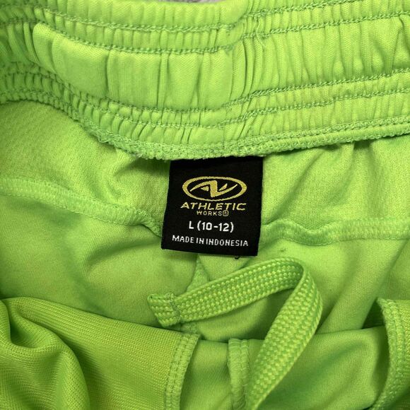 Athletic Works Boy's Large (10-12) Neon Green Mesh Athletic Shorts Elastic Waist - Picture 2 of 4
